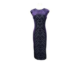 Vince Camuto purple velvet midi pencil cocktail dress size 4